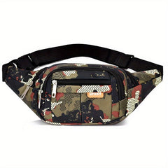 All Over Letter Pattern Waist Bag Casual Zipper Belt Bag Sports Zipper Bag