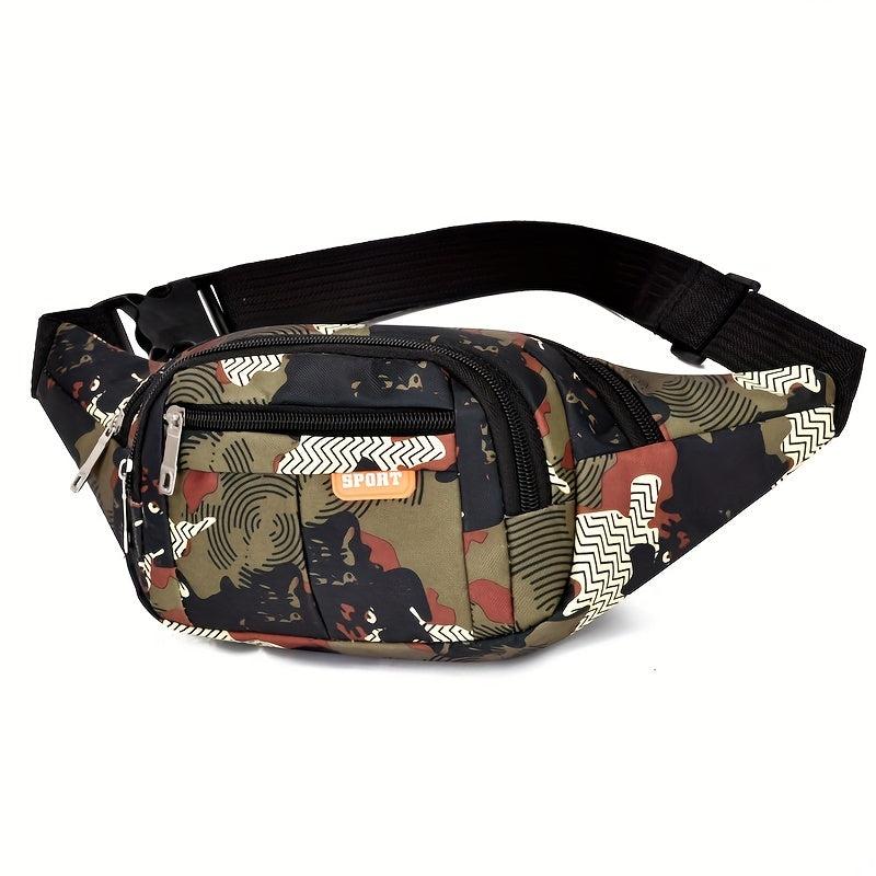 All Over Letter Pattern Waist Bag Casual Zipper Belt Bag Sports Zipper Bag