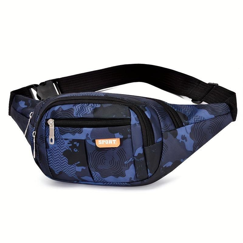 All Over Letter Pattern Waist Bag Casual Zipper Belt Bag Sports Zipper Bag