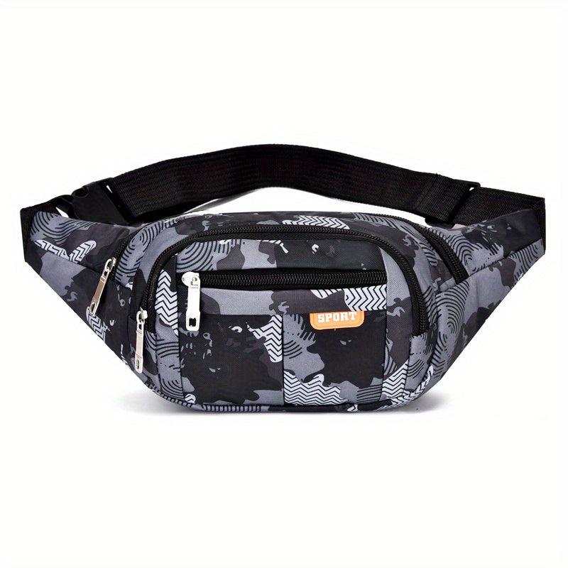 All Over Letter Pattern Waist Bag Casual Zipper Belt Bag Sports Zipper Bag