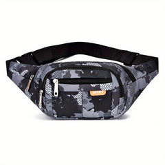 All Over Letter Pattern Waist Bag Casual Zipper Belt Bag Sports Zipper Bag