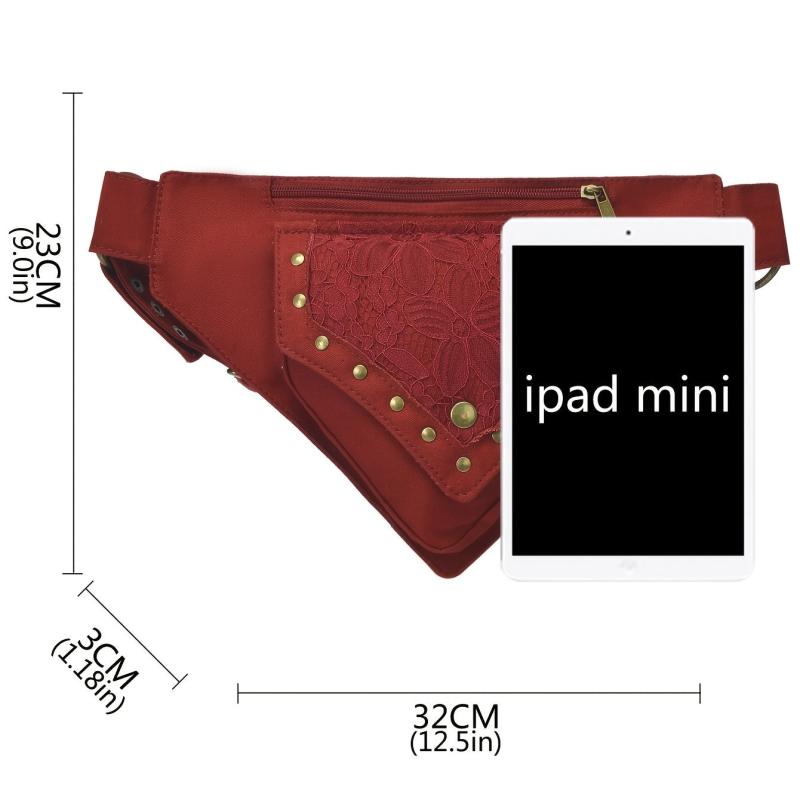 Steampunk Lace Fanny Pack Gothic Studded Belt Bag