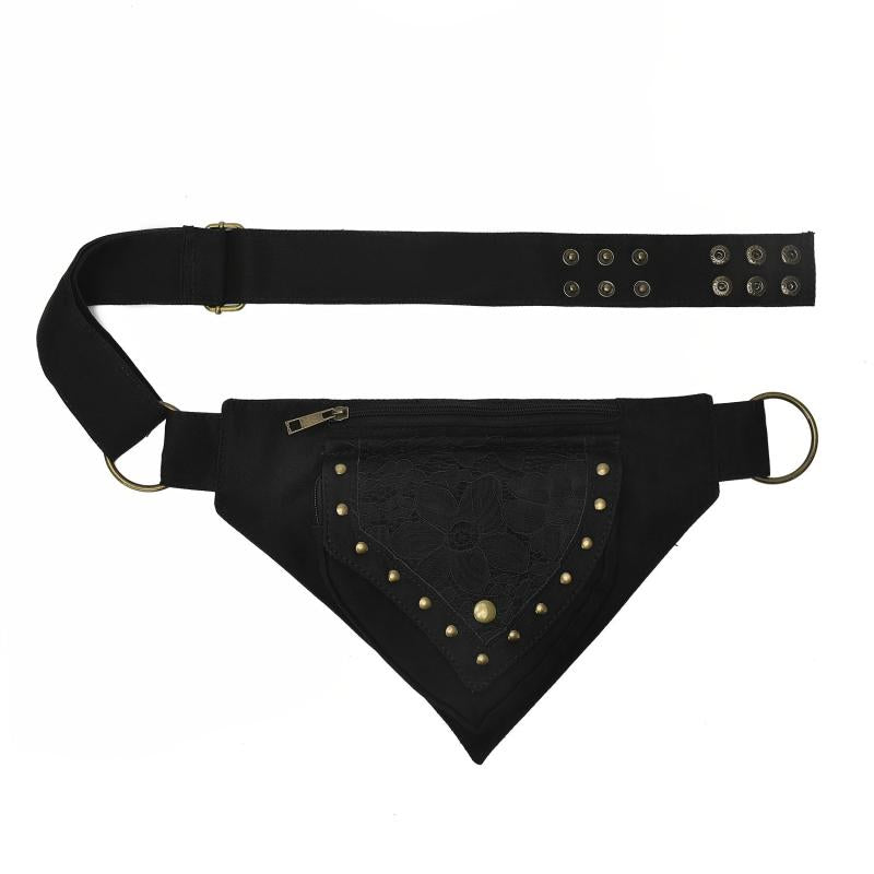 Steampunk Lace Fanny Pack Gothic Studded Belt Bag