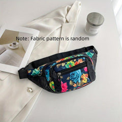Floral Pattern Waist Bag Outdoor Crossbody Nylon Fanny Pack