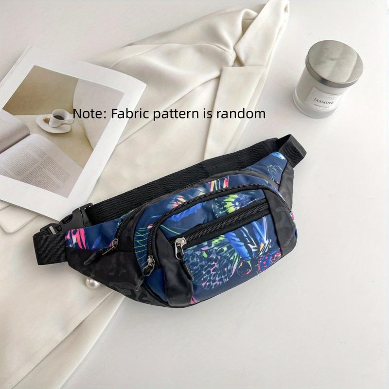 Floral Pattern Waist Bag Outdoor Crossbody Nylon Fanny Pack