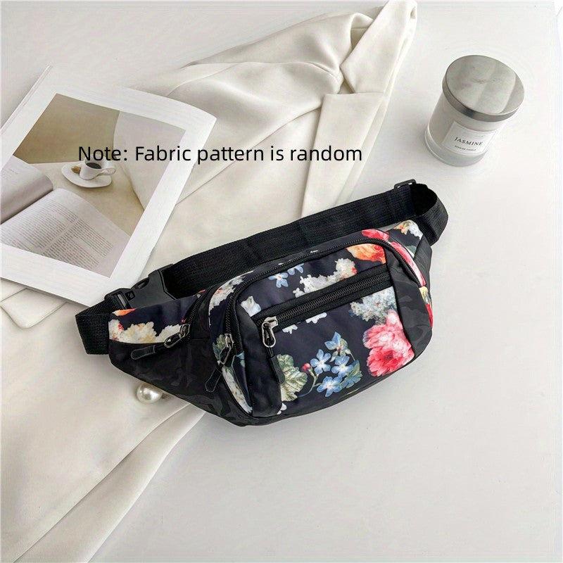 Floral Pattern Waist Bag Outdoor Crossbody Nylon Fanny Pack