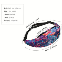 Ethnic Pattern Waist Bag Casual Crossbody Bag for Outdoor Sports