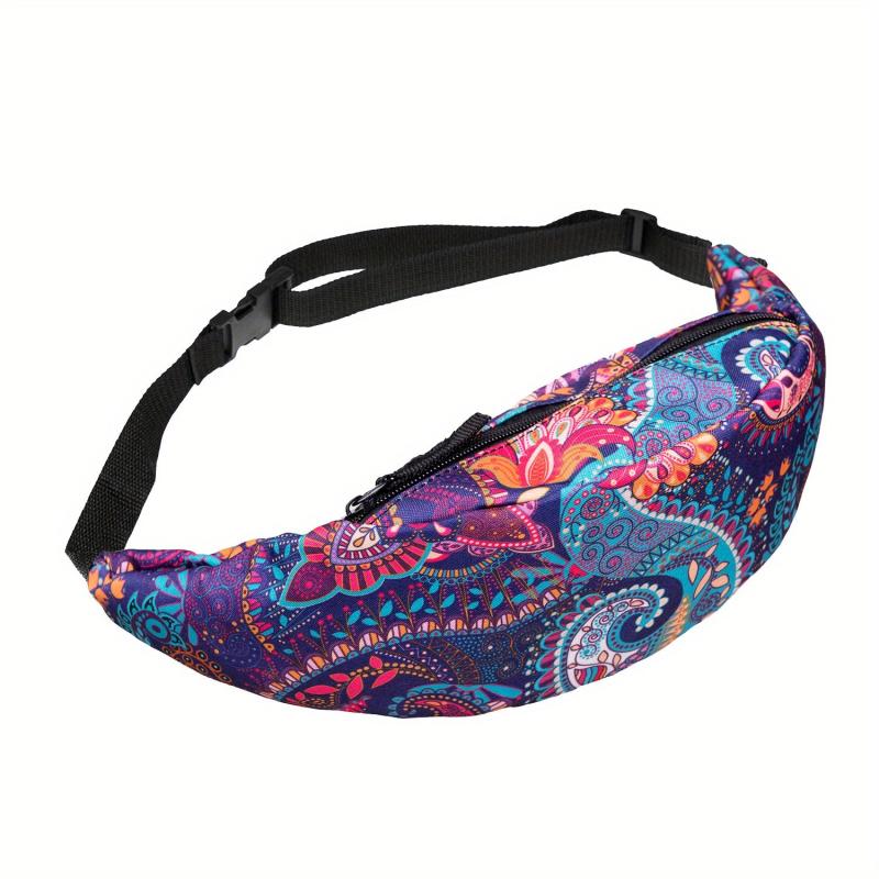 Ethnic Pattern Waist Bag Casual Crossbody Bag for Outdoor Sports