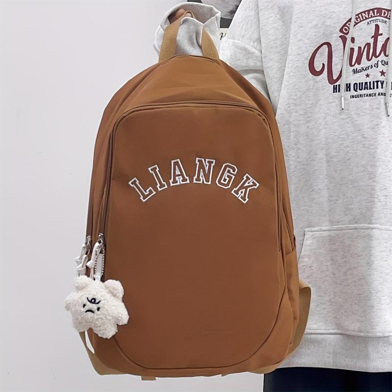 Large Capacity Student Backpack College School Bag with Pendant