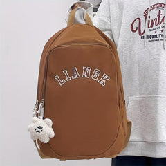 Large Capacity Student Backpack College School Bag with Pendant