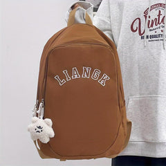Large Capacity Student Backpack College School Bag with Pendant
