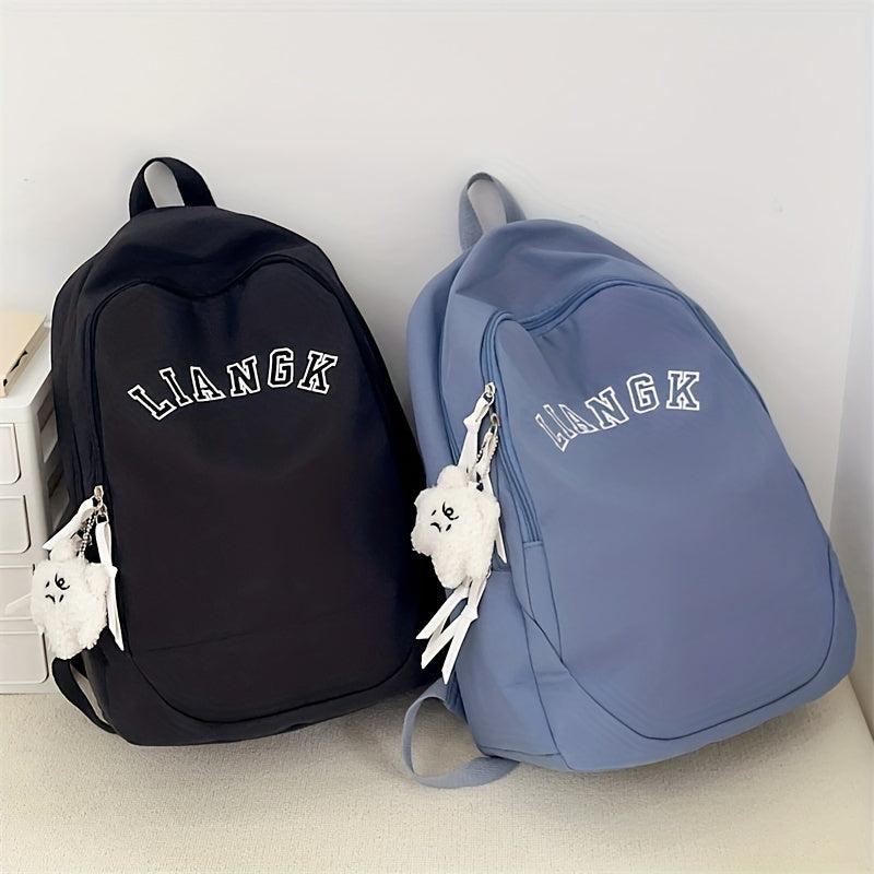 Large Capacity Student Backpack College School Bag with Pendant