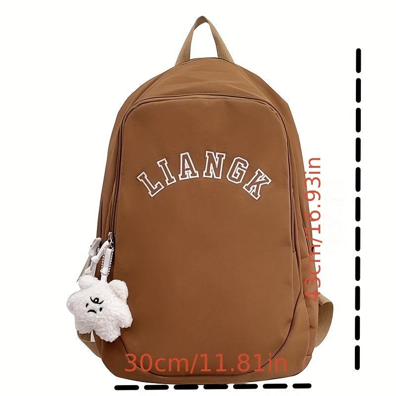 Large Capacity Student Backpack College School Bag with Pendant