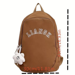 Large Capacity Student Backpack College School Bag with Pendant