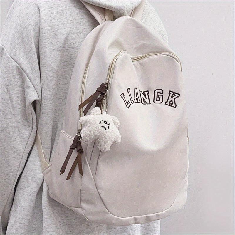Large Capacity Student Backpack College School Bag with Pendant