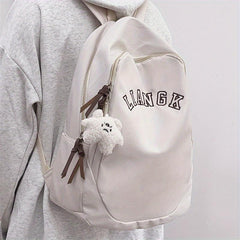 Large Capacity Student Backpack College School Bag with Pendant