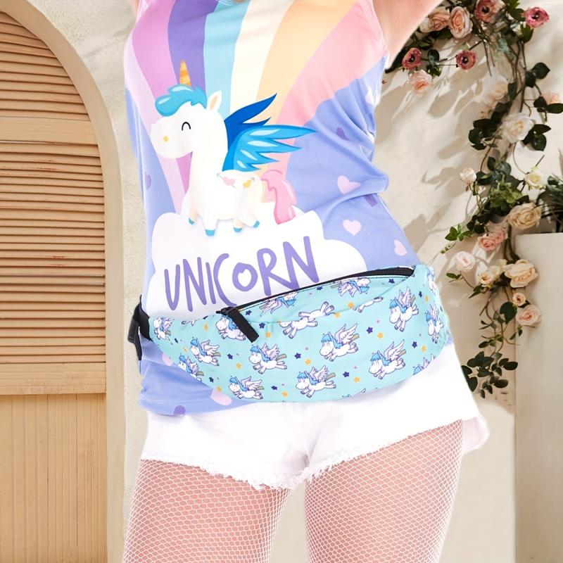 Unicorn Pattern Waist Bag Casual Fabric Hip Pouch Bum Bag