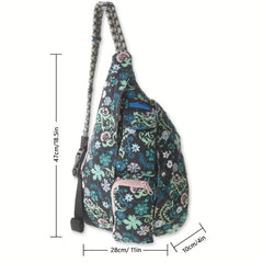 Retro Floral Ethnic Print Sling Bag Portable Sports Fitness Chest Bag