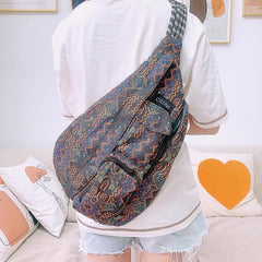 Retro Floral Ethnic Print Sling Bag Portable Sports Fitness Chest Bag