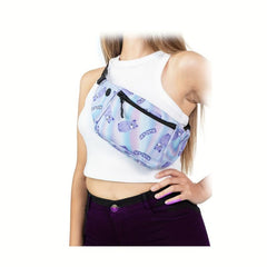 Purple Alpaca Pattern Waist Bag Cartoon Fanny Pack