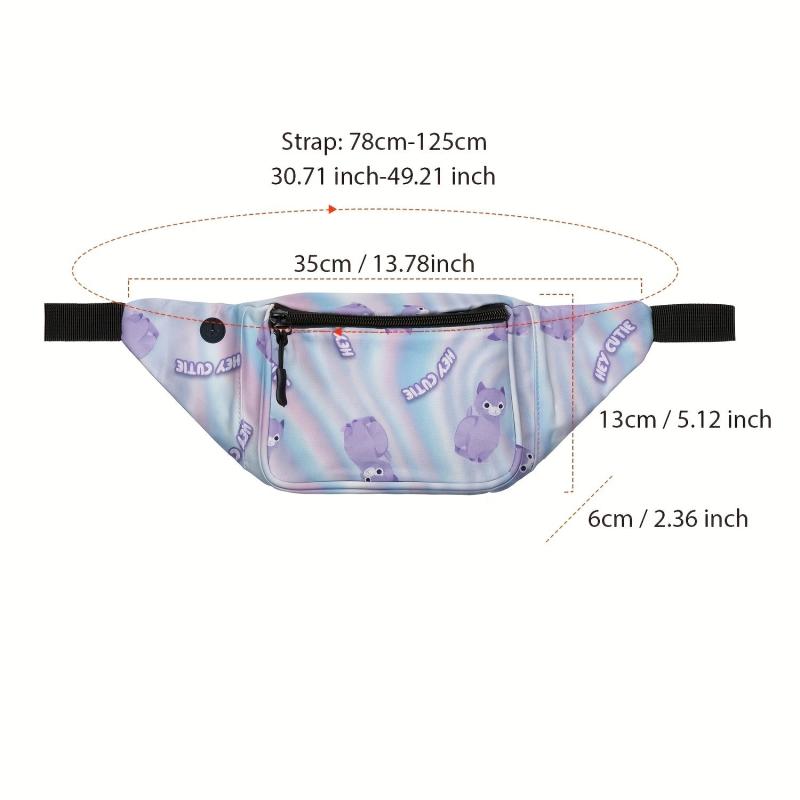 Purple Alpaca Pattern Waist Bag Cartoon Fanny Pack
