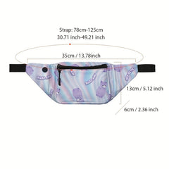 Purple Alpaca Pattern Waist Bag Cartoon Fanny Pack
