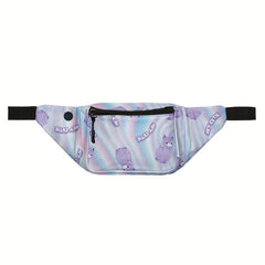 Purple Alpaca Pattern Waist Bag Cartoon Fanny Pack
