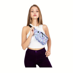 Purple Alpaca Pattern Waist Bag Cartoon Fanny Pack