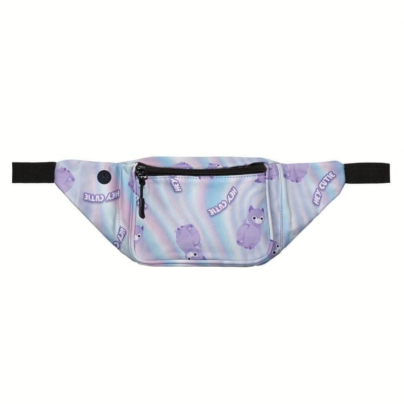 Purple Alpaca Pattern Waist Bag Cartoon Fanny Pack