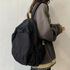 American Vintage Canvas High School Student Backpack Male Niche Army Green