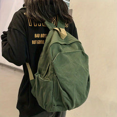 American Vintage Canvas High School Student Backpack Male Niche Army Green