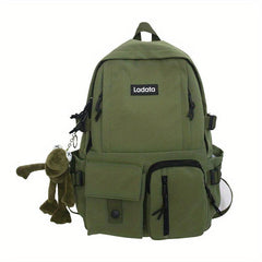 Large Capacity Nylon Adjustable School Backpack With Frog Pendant