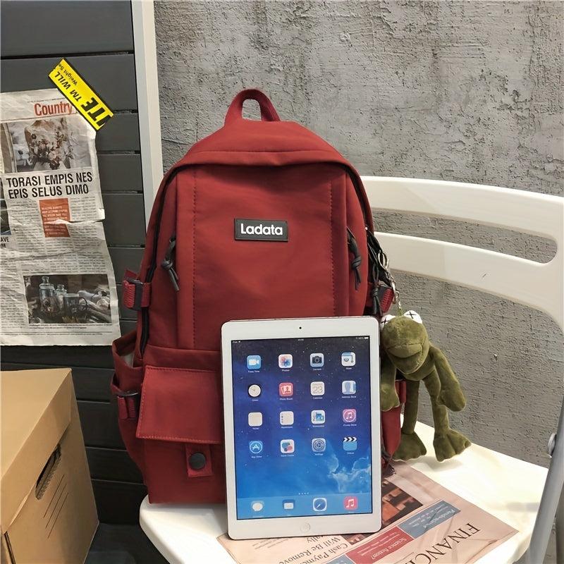 Large Capacity Nylon Adjustable School Backpack With Frog Pendant
