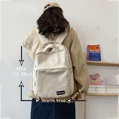Retro Solid Schoolbag Travel Canvas Backpack