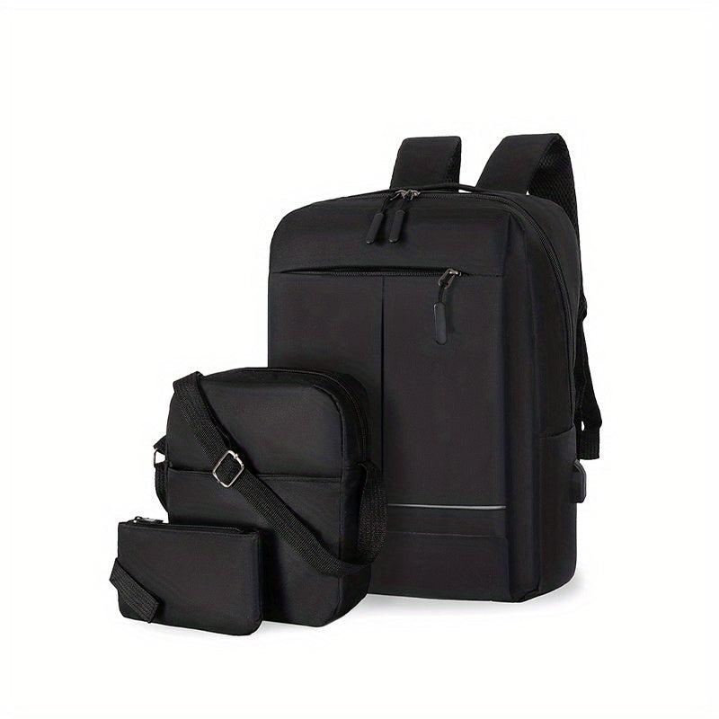 3pcs Backpack With Messenger Bag Handbag Set Men's Women's Backpack