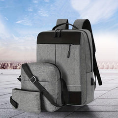 3pcs Backpack With Messenger Bag Handbag Set Men's Women's Backpack