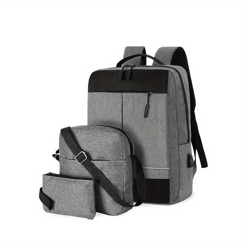 3pcs Backpack With Messenger Bag Handbag Set Men's Women's Backpack