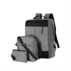 3pcs Backpack With Messenger Bag Handbag Set Men's Women's Backpack