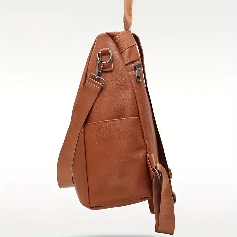 Men's PU Leather Backpack Waterproof Travel School Bag