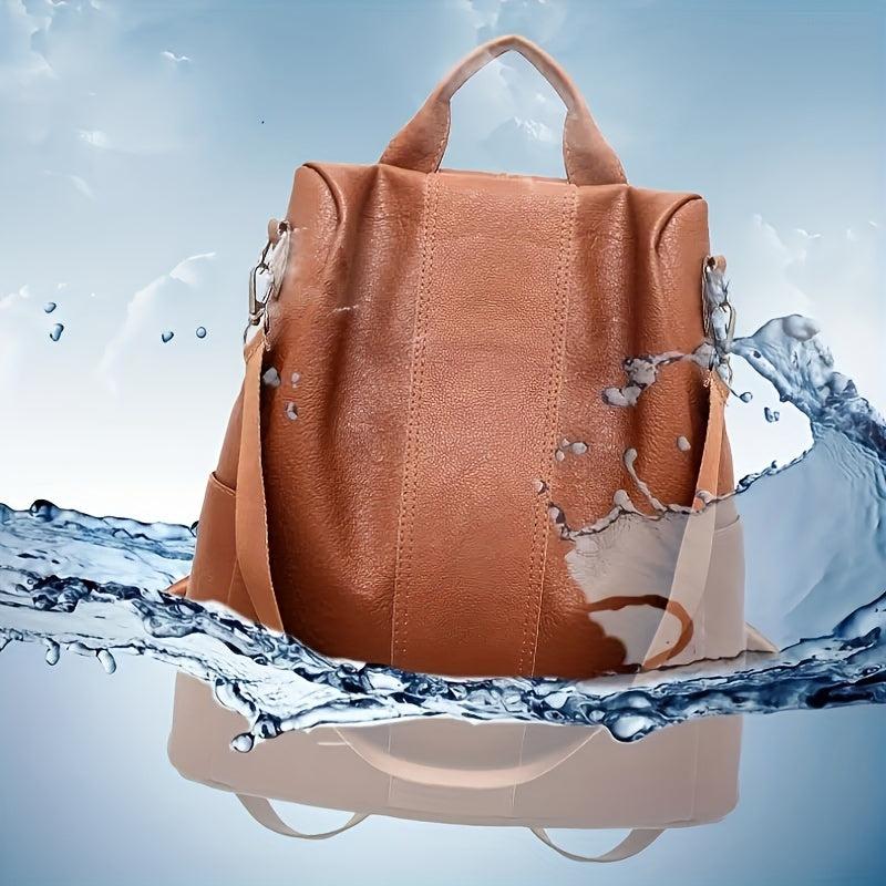 Men's PU Leather Backpack Waterproof Travel School Bag