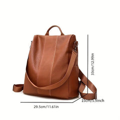 Men's PU Leather Backpack Waterproof Travel School Bag