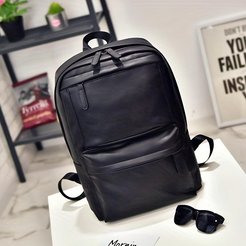 Casual Men's Travel Backpack Student Schoolbag PU Leather Business Commuter Bag