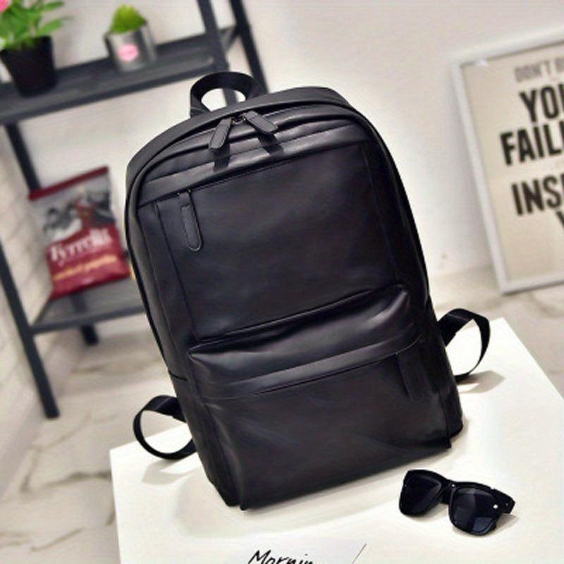 Casual Men's Travel Backpack Student Schoolbag PU Leather Business Commuter Bag