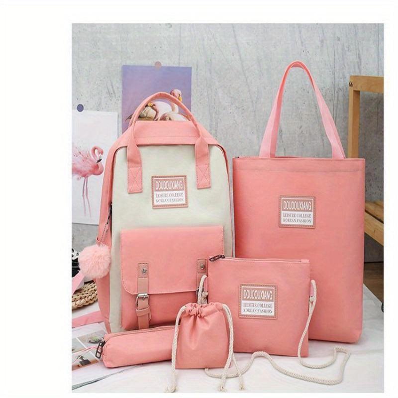 Casual Large Capacity Backpack Schoolbag Travel Bag Handbag Set