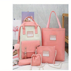 Casual Large Capacity Backpack Schoolbag Travel Bag Handbag Set