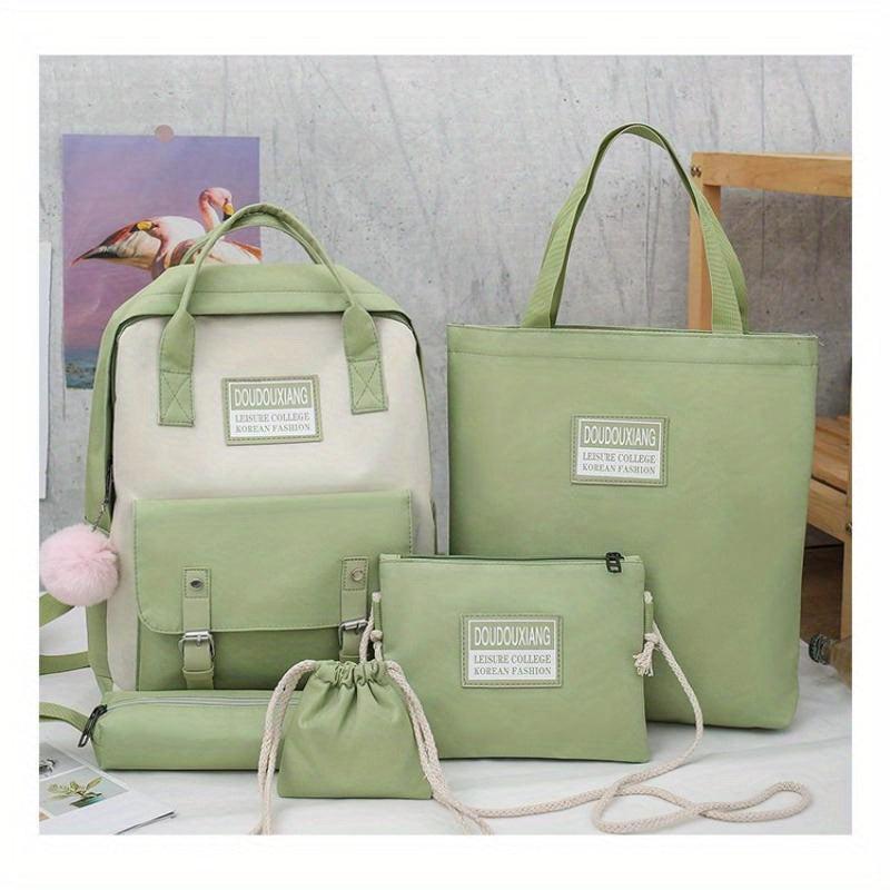 Casual Large Capacity Backpack Schoolbag Travel Bag Handbag Set