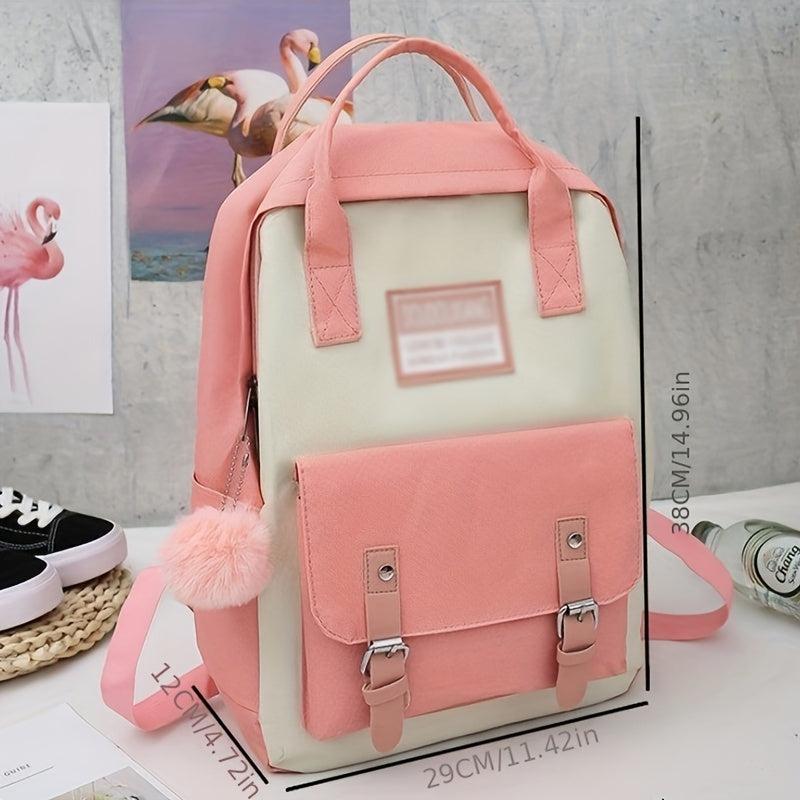 Casual Large Capacity Backpack Schoolbag Travel Bag Handbag Set
