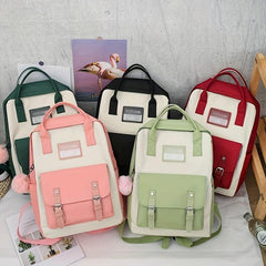 Casual Large Capacity Backpack Schoolbag Travel Bag Handbag Set