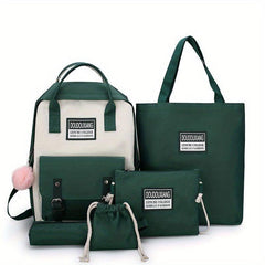 Casual Large Capacity Backpack Schoolbag Travel Bag Handbag Set