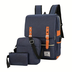 3pc Men's Casual Backpack School Bag Crossbody Bag Set